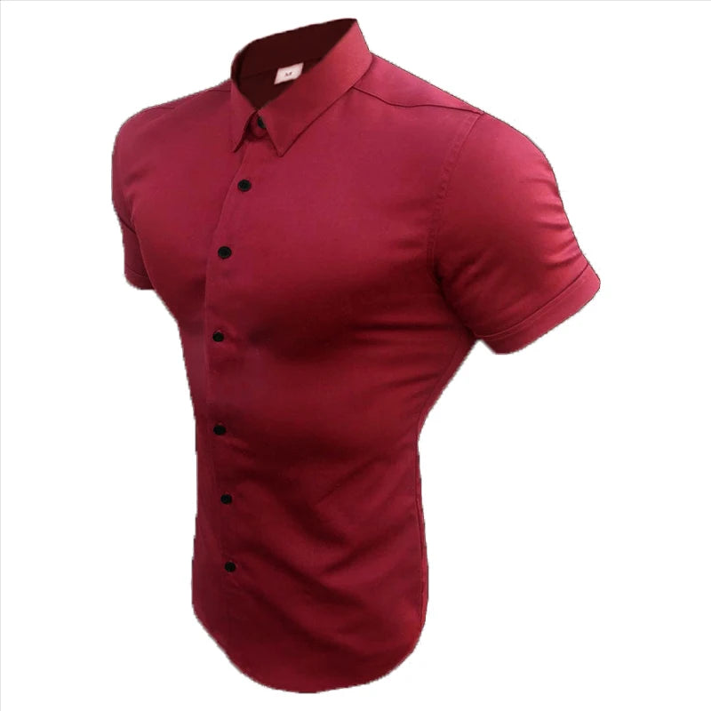 Slim Fit Short Sleeve Dress Shirt