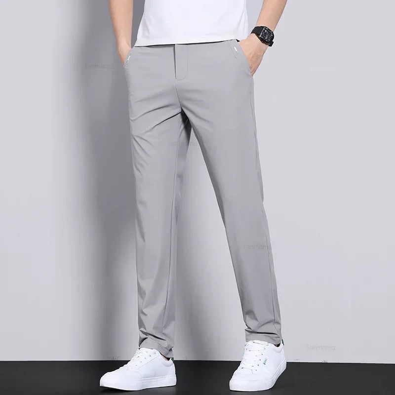 Ice Silk Slim Trousers, Quick-Dry