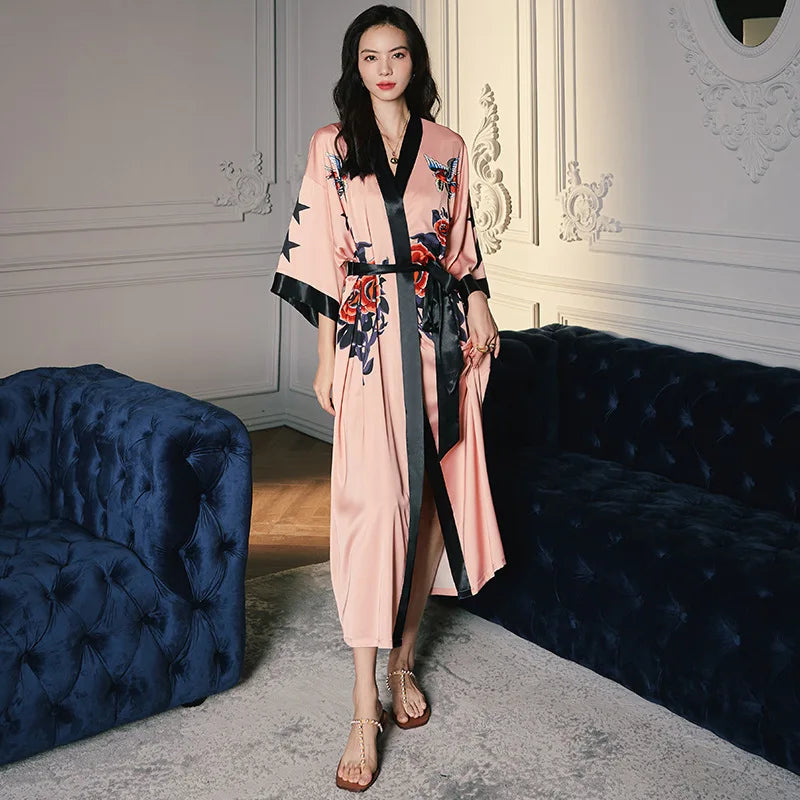Elegant Oversized Satin Kimono Robe