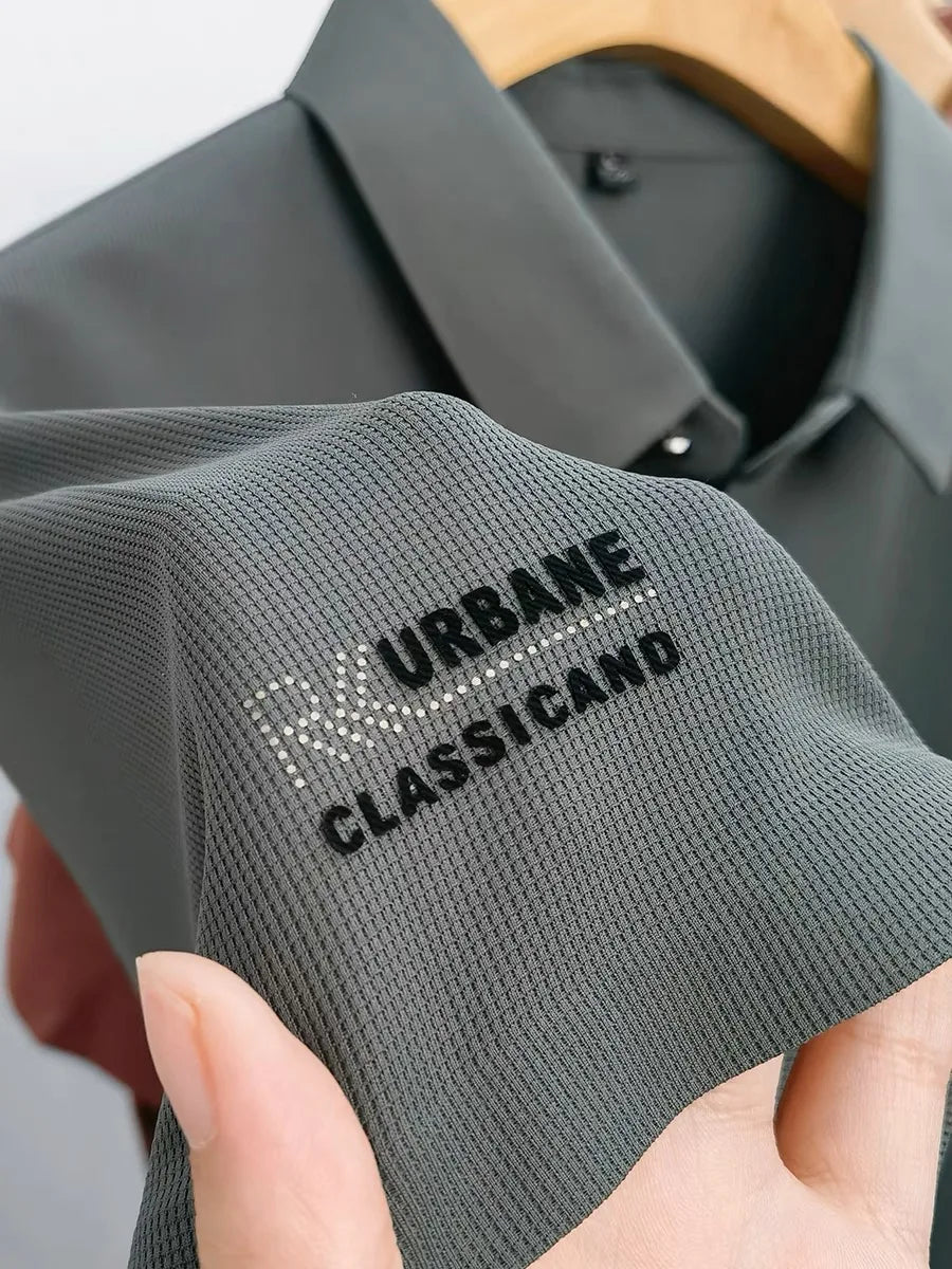 Ice Silk Printed Polo Shirt