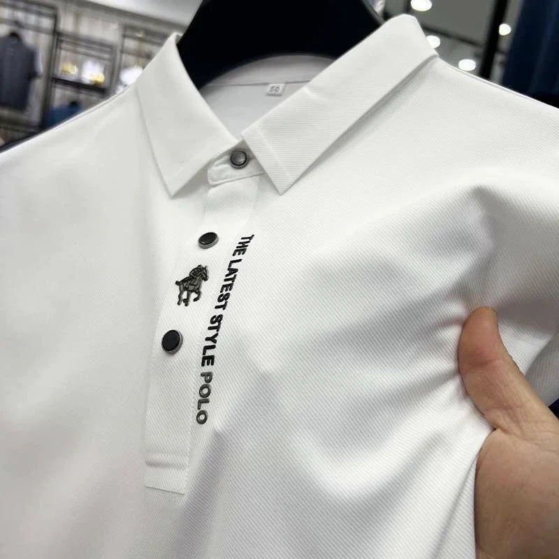 Embroidered Ice Silk Polo Shirt