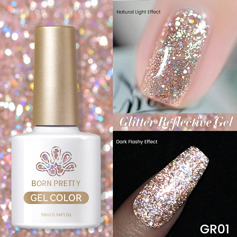 Champagne Silver Reflective Glitter Gel Polish
