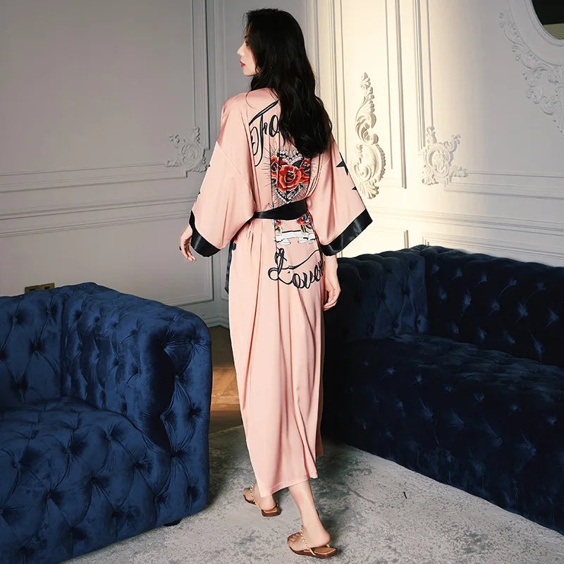 Elegant Oversized Satin Kimono Robe