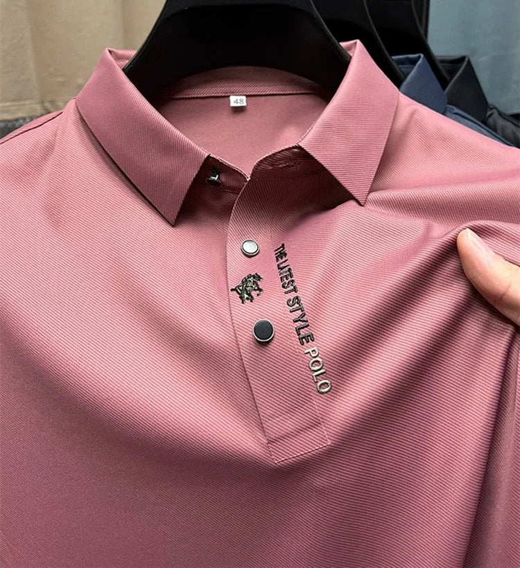 Embroidered Ice Silk Polo Shirt