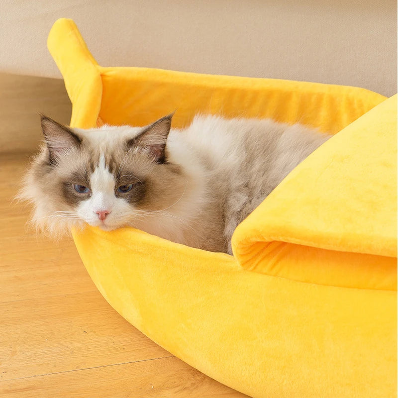 Funny Banana Cat Bed Cozy Durable Portable Pet Cushion
