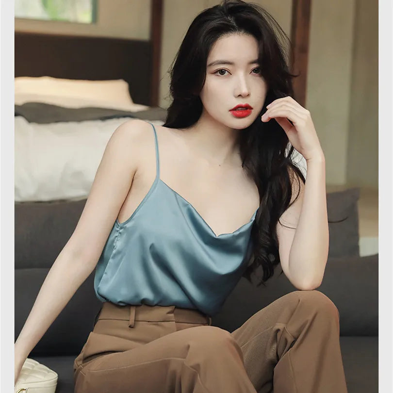 Silk Satin Cami Tank Tops