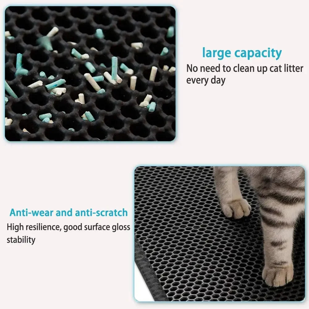 Double Layer Waterproof Cat Litter Mat with Non-slip Bottom