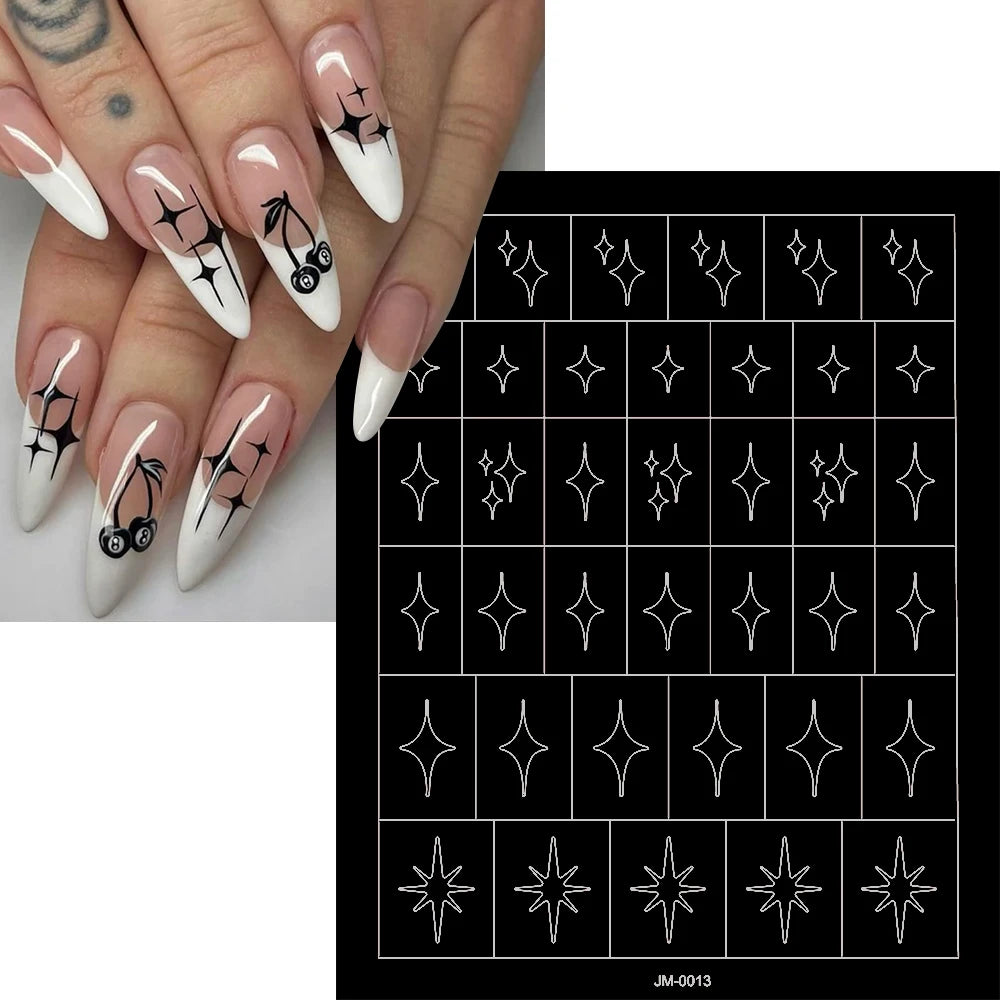 3D Self-Adhesive Airbrush Stencil Nail Stickers