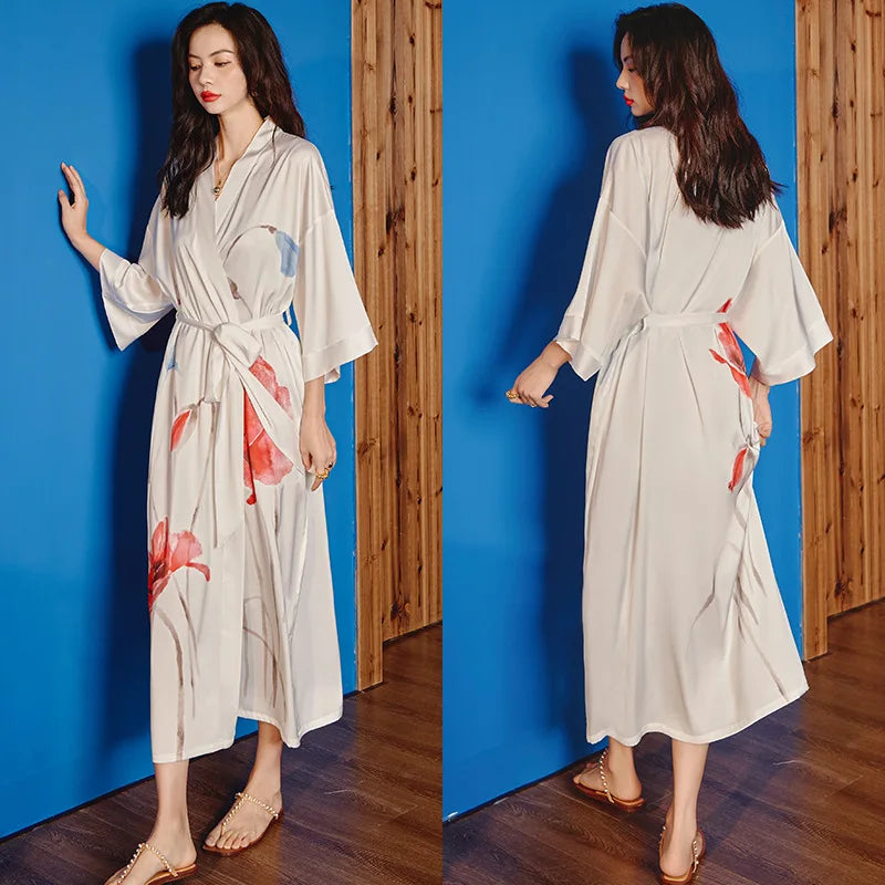 Elegant Oversized Satin Kimono Robe