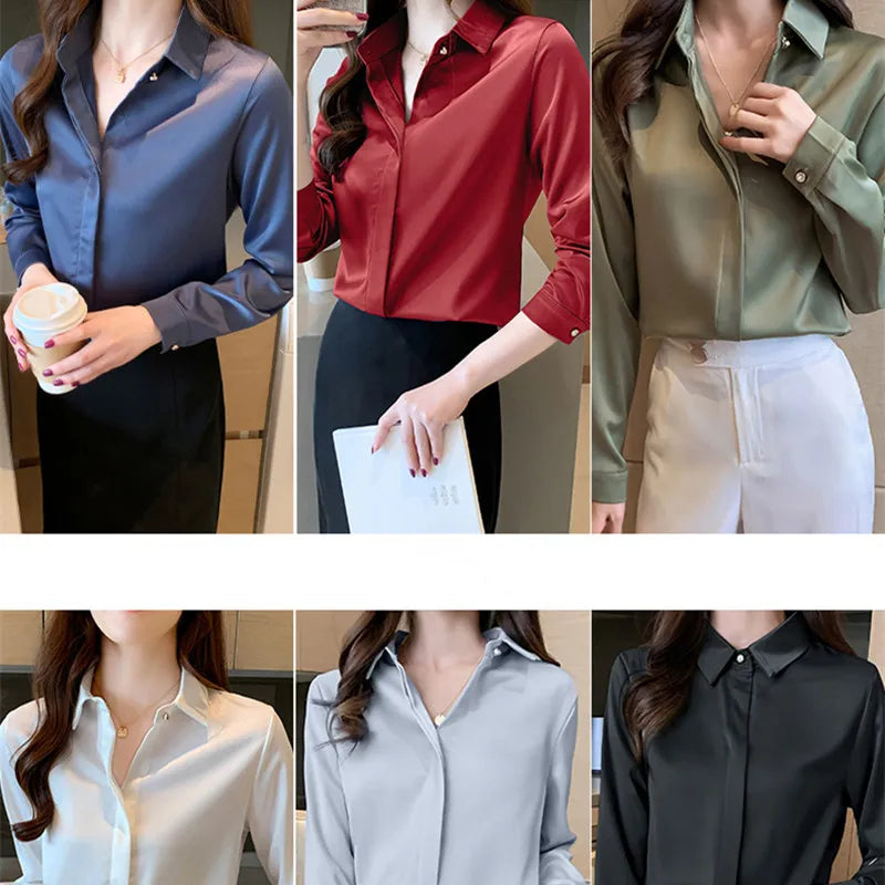 Long Sleeve Solid Blouses