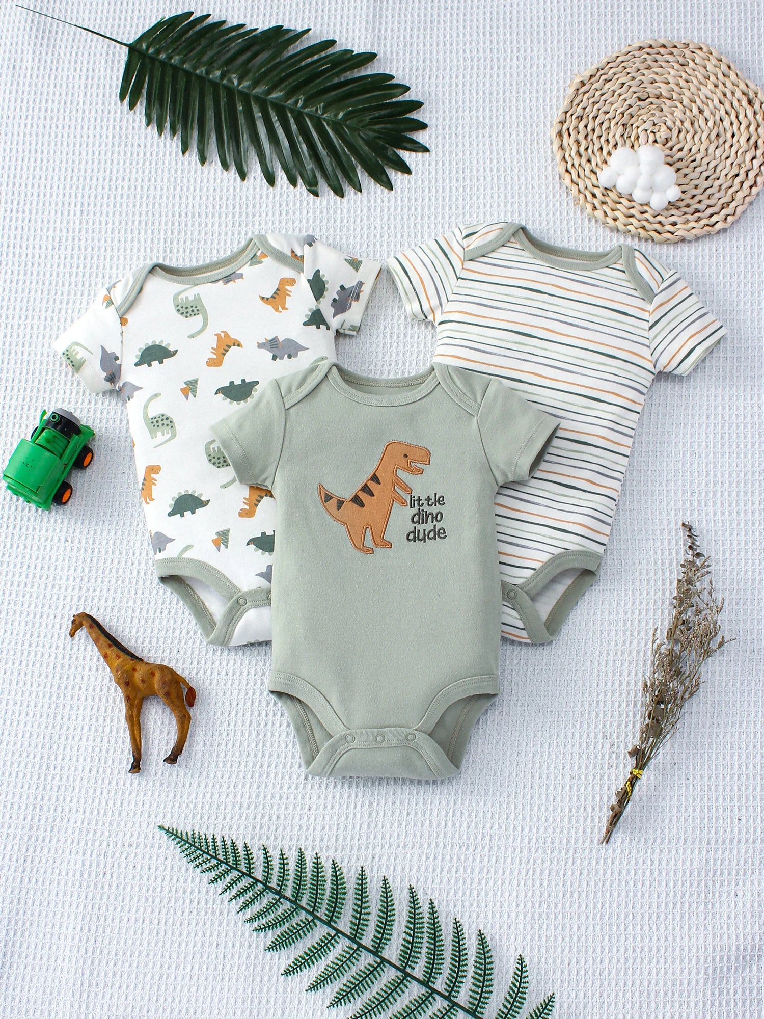 3PCS Summer Baby Bodysuit Set