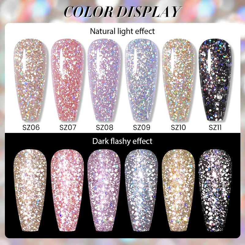 Champagne Gold Reflective Glitter UV Gel Polish