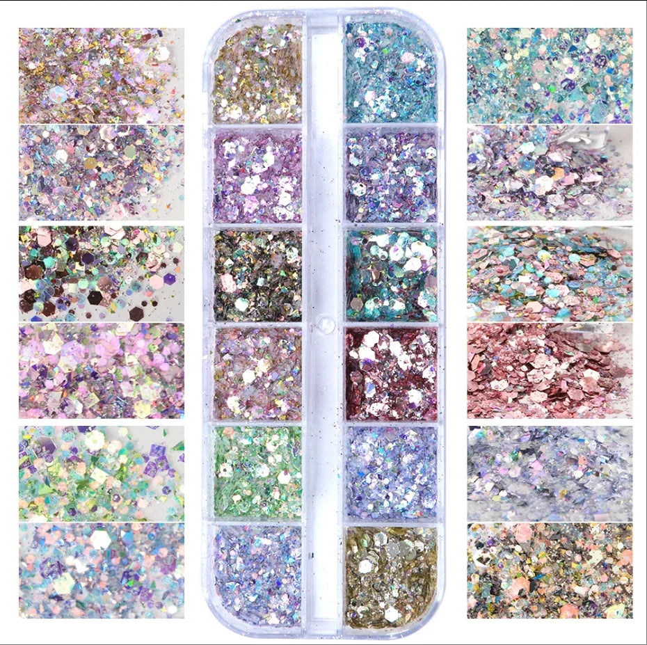 Mirror Iridescent Mixed Hexagon Nail Glitter
