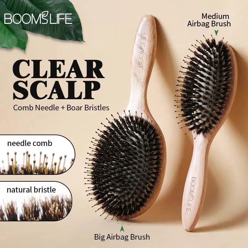Boar Bristle Wooden Hair Brush