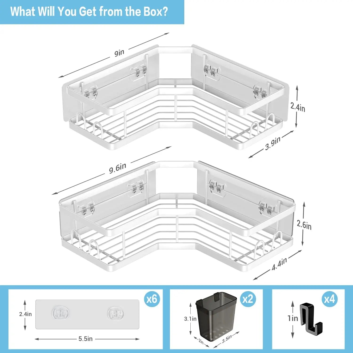 2-Pack Adhesive Shower Shelves
