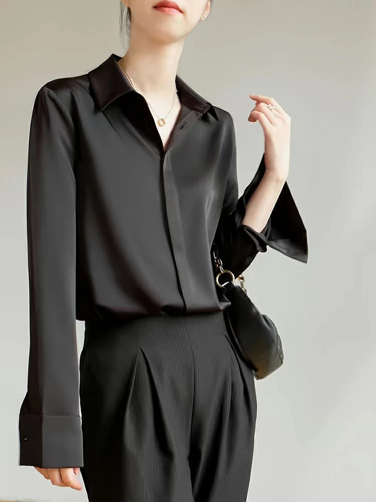 Women’s Satin Long Sleeve Blouse