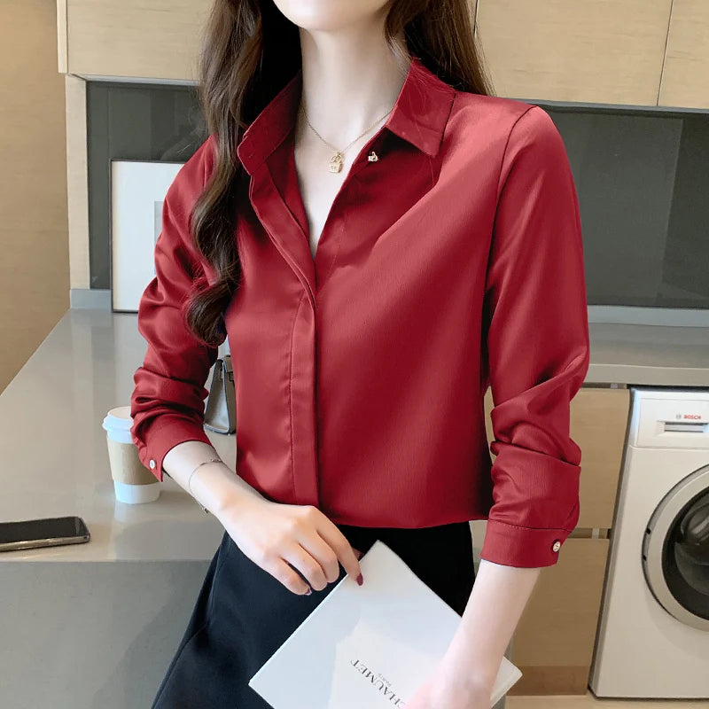 Long Sleeve Solid Blouses