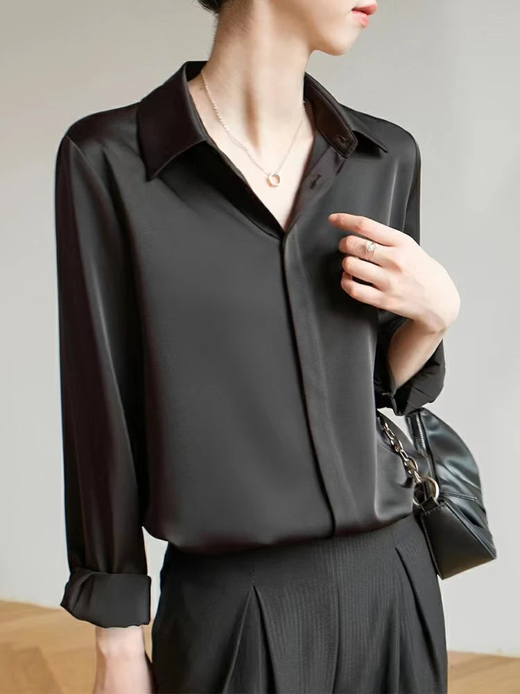 Women’s Satin Long Sleeve Blouse