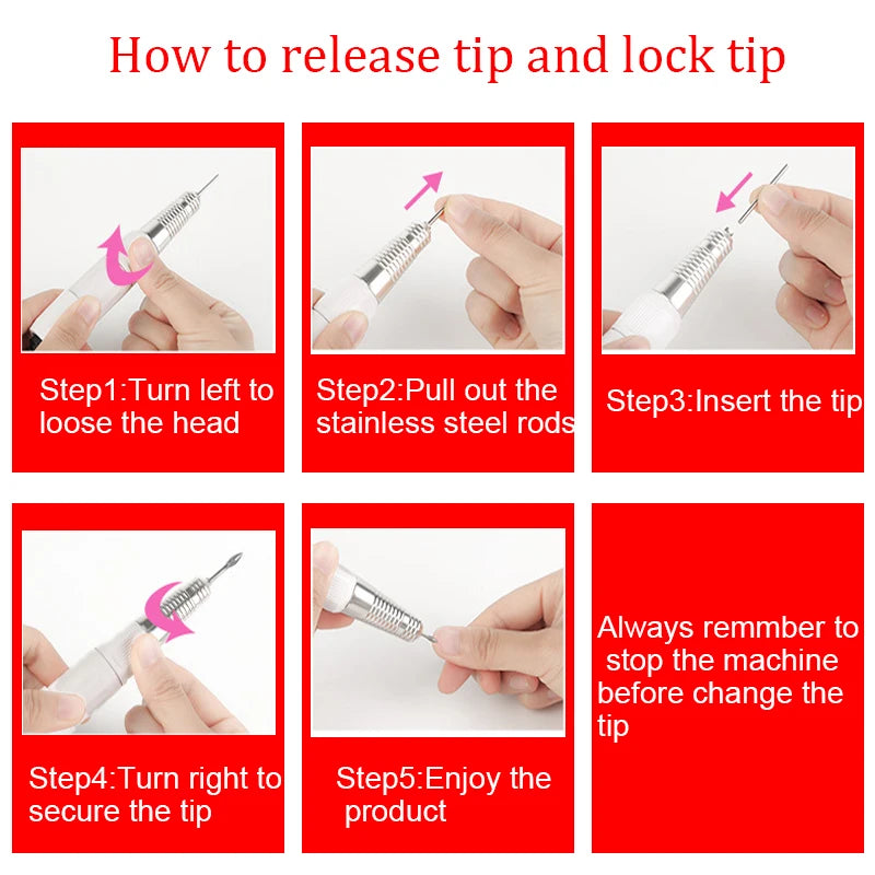 Electric Nail Drill Replacement Handpiece