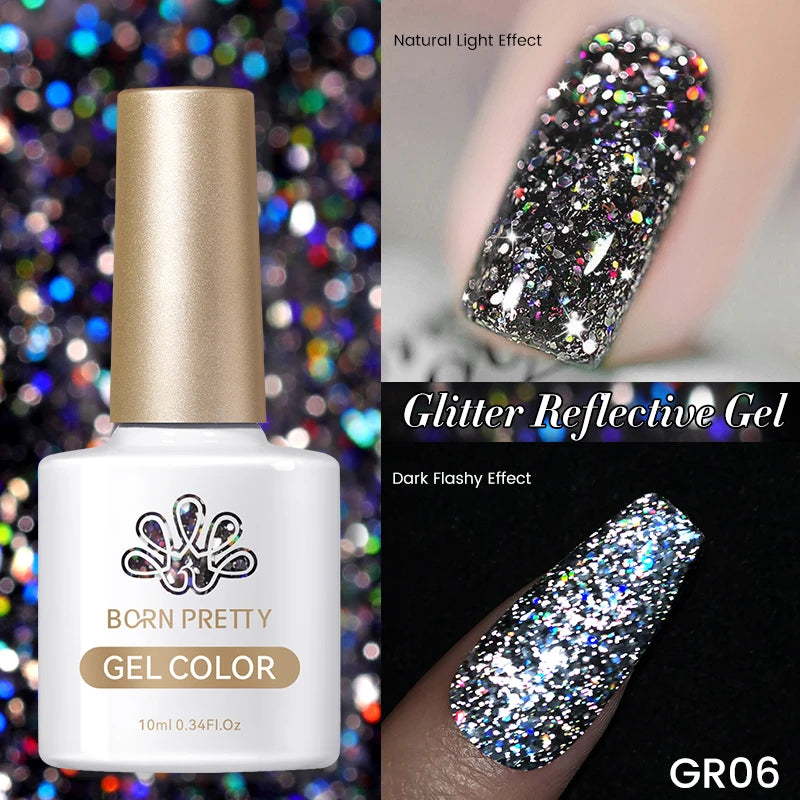 Champagne Silver Reflective Glitter Gel Polish