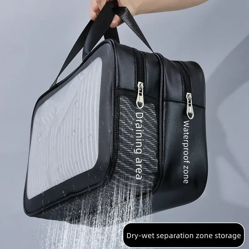 Double-Layer Transparent PU Makeup Bag