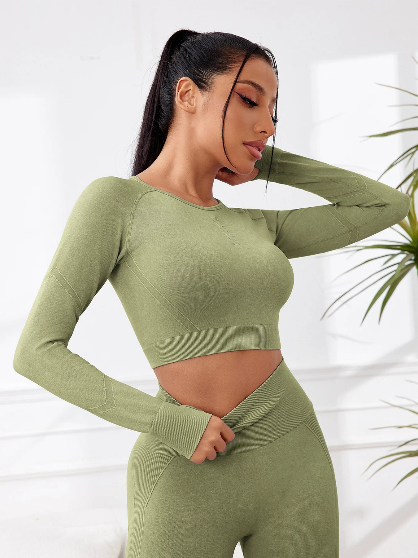 Seamless Long Sleeve Yoga Crop Top