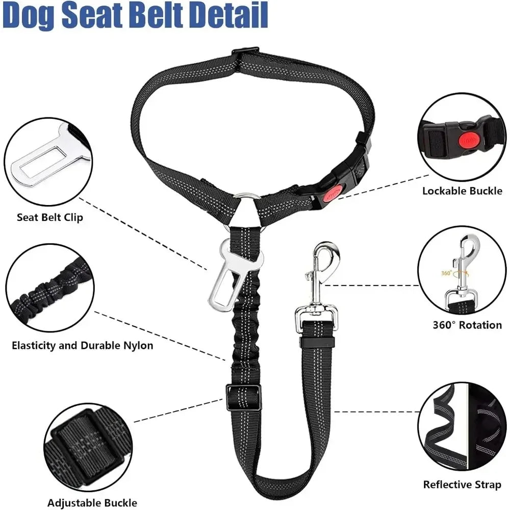 2-in-1 Adjustable Dog Car Seatbelt