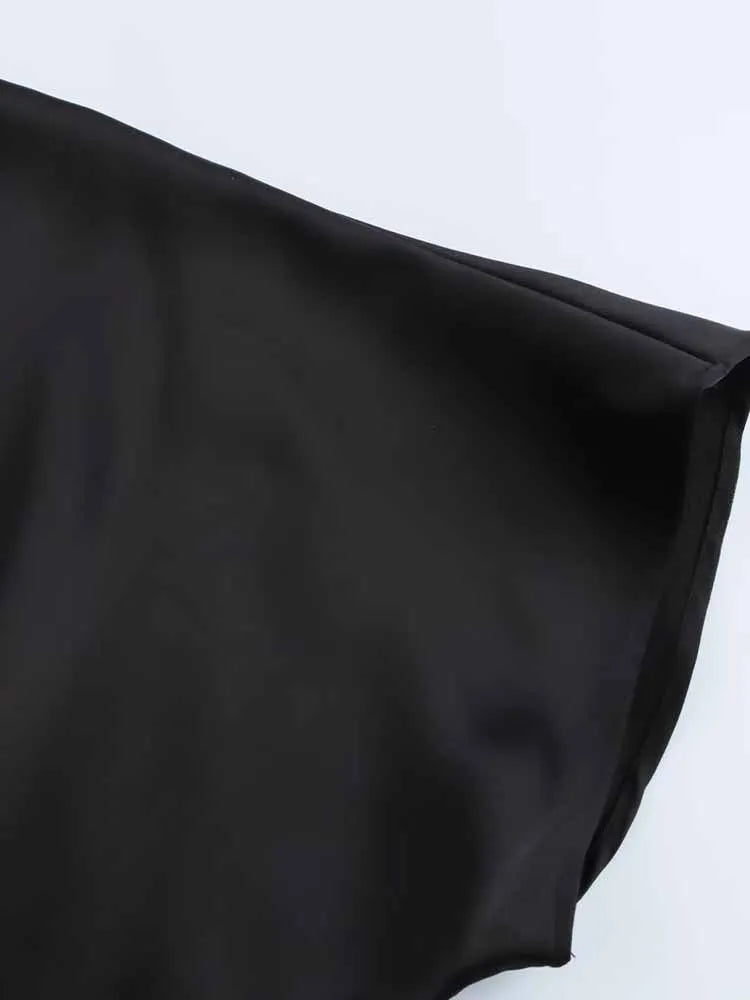 Elegant Silk Satin V-Neck Midi Dress