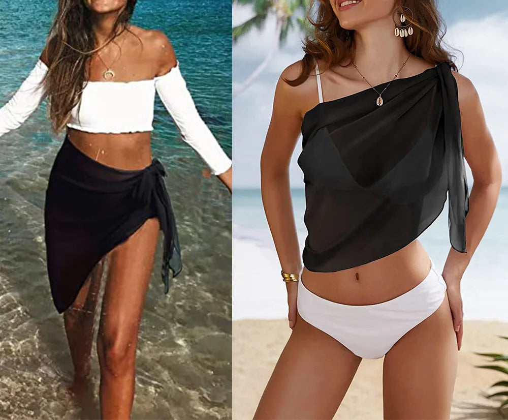 Chiffon Beach Sarong Wrap Short Skirt Cover-Up for Swimwear