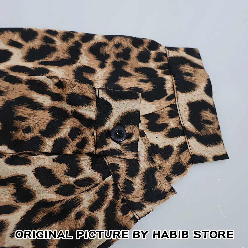 Elegant Leopard Satin Blouse