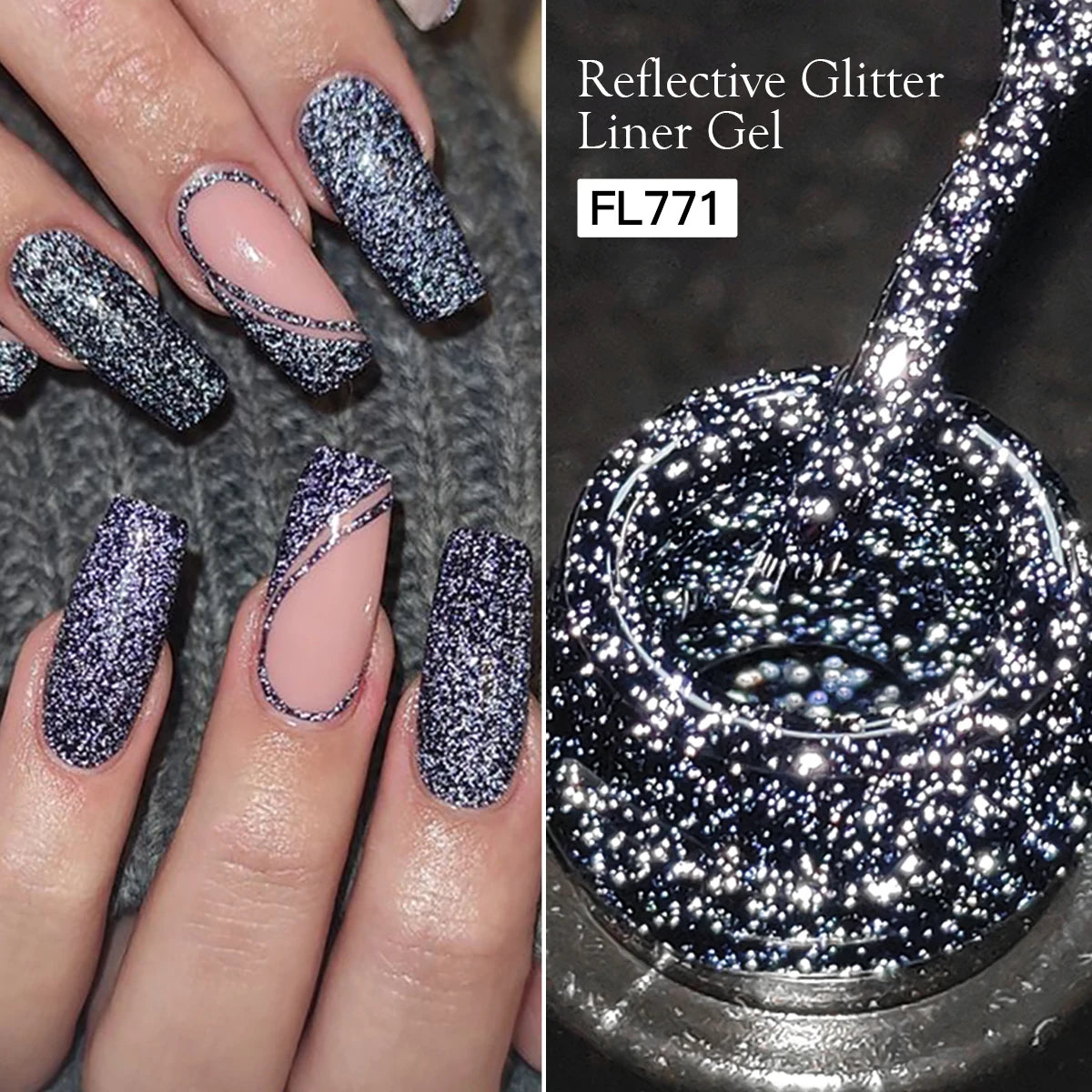 Reflective Glitter Liner Nail Gel