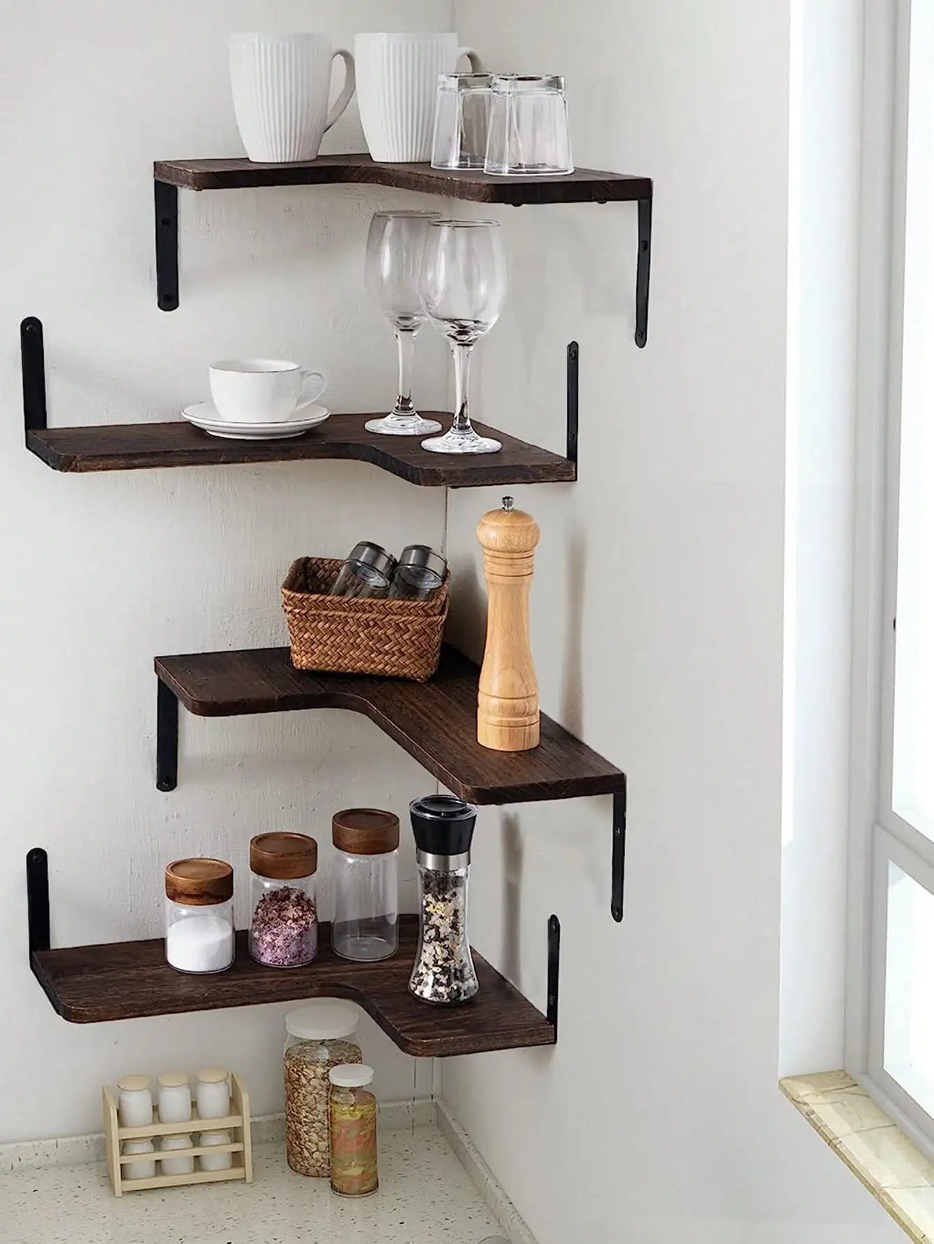 Rustic Wooden Corner Shelf