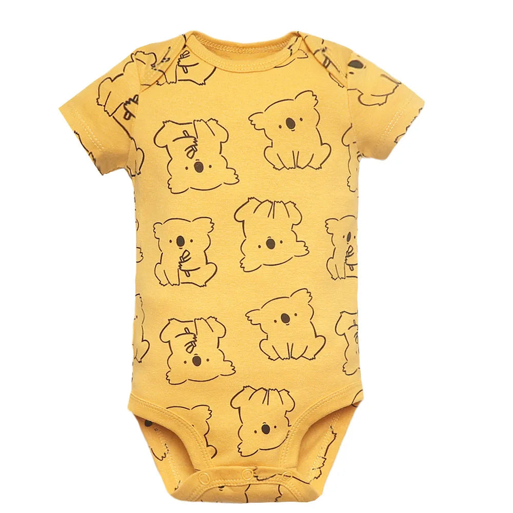 Newborn Cotton Baby Bodysuits: 5pcs Summer Shower Gifts