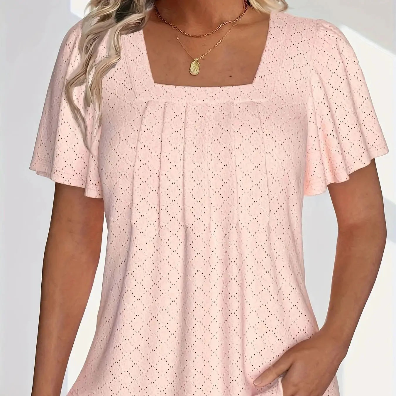 Plus Size Elegant Hollow Ruffle Sleeve Tops