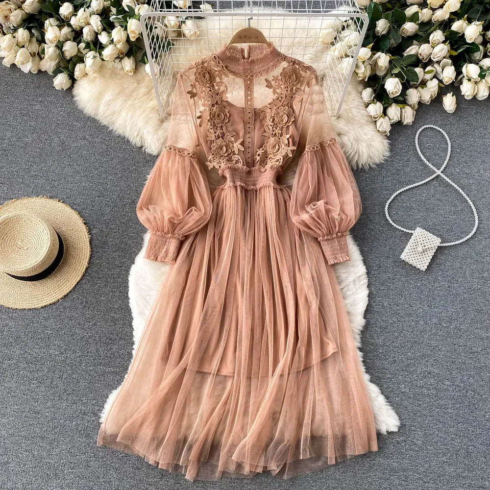 Elegant Floral Mesh Dress