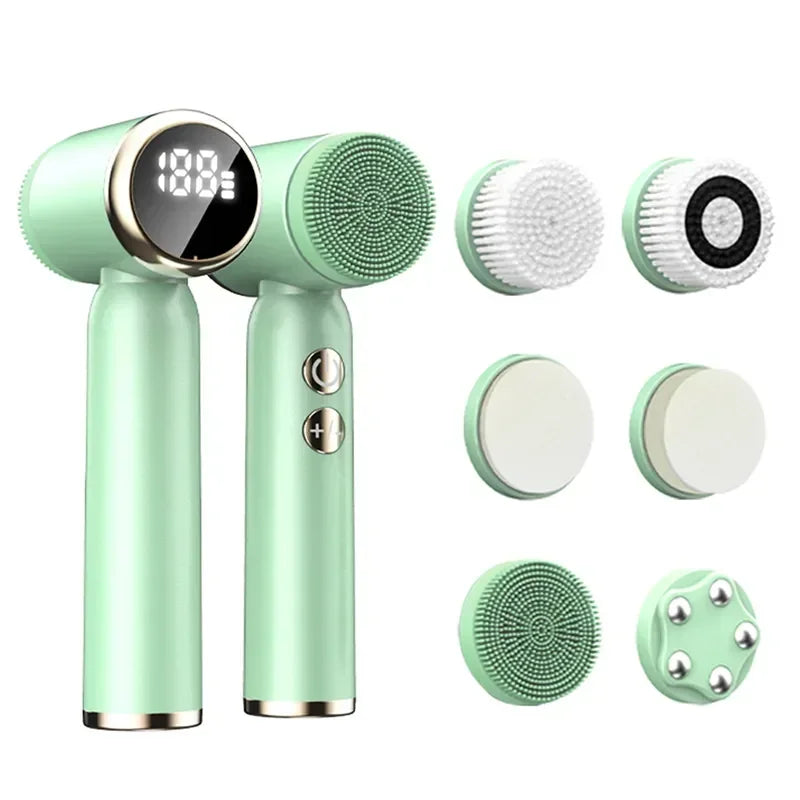 6-in-1 Sonic Waterproof Facial Cleansing Brush