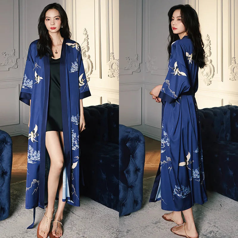 Elegant Oversized Satin Kimono Robe