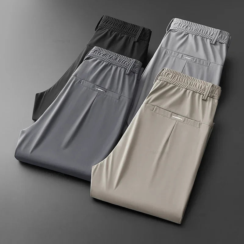 Ice Silk Slim Trousers, Quick-Dry