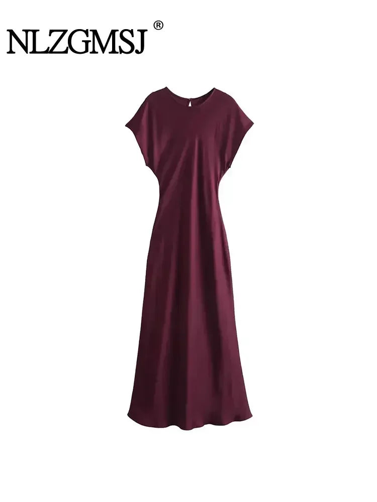 Elegant Satin Midi Dress