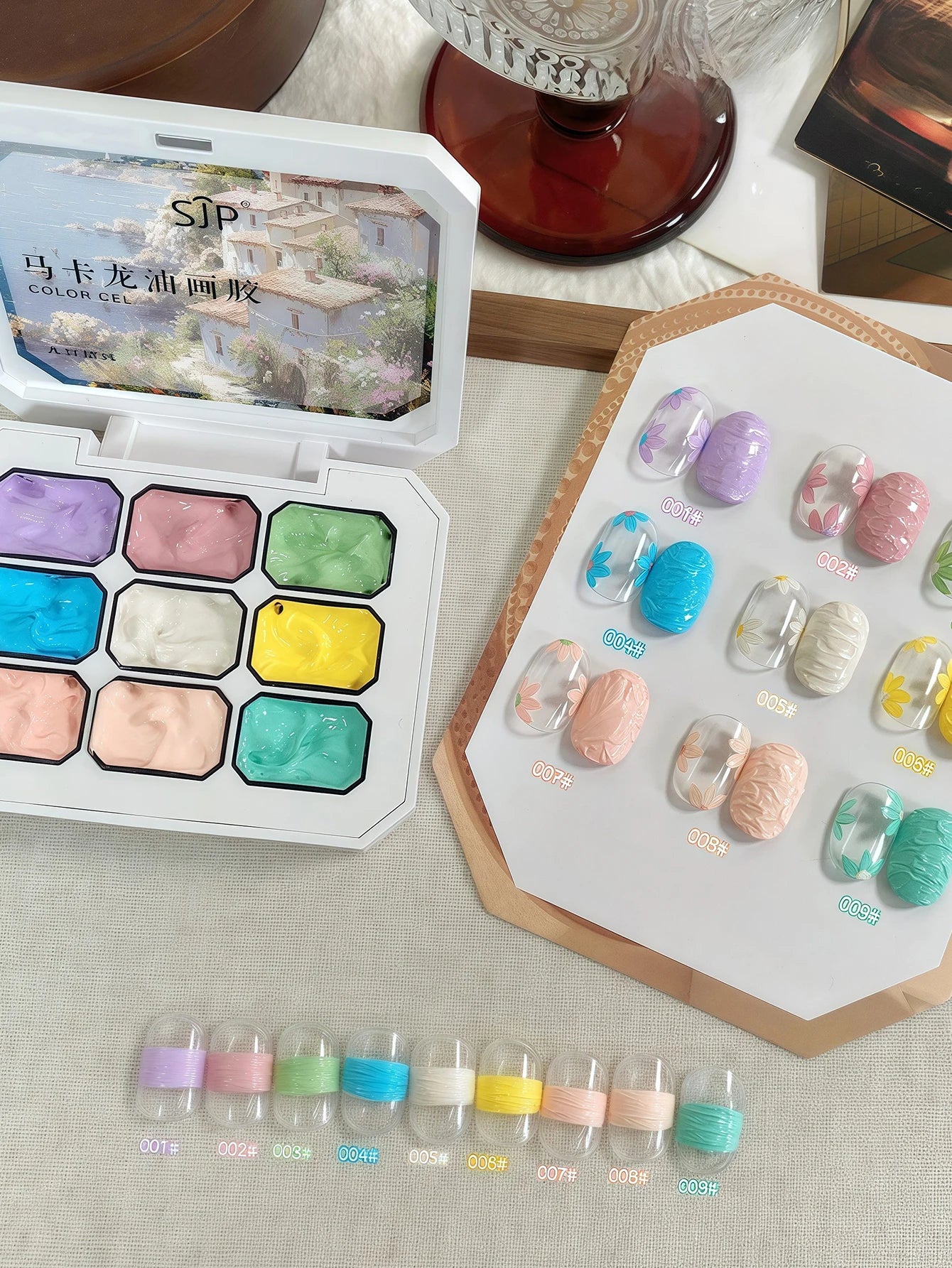 9-Color Macaron Gypsum Semi-Solid Nail Polish Set