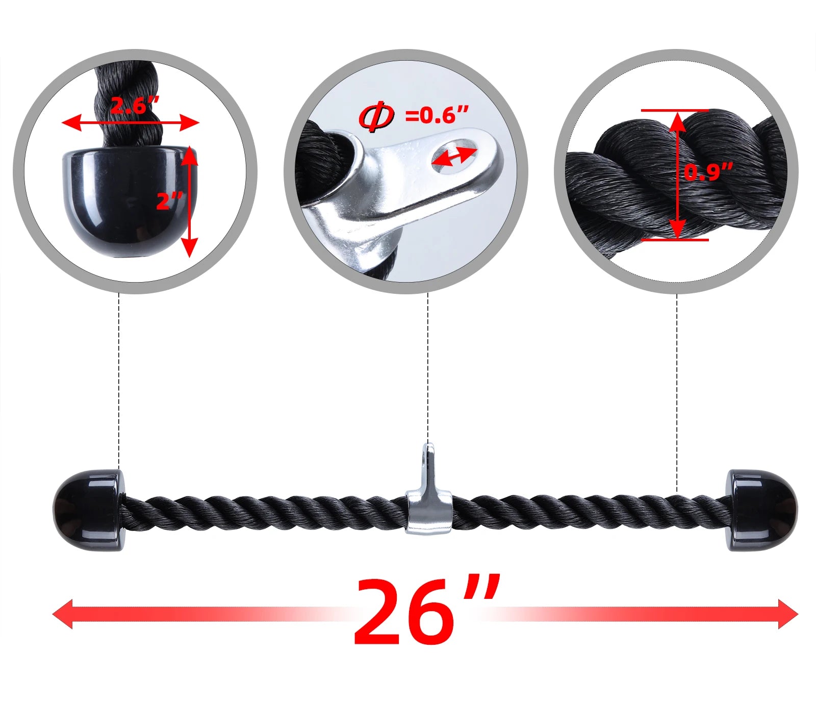 Tricep Press Down Cable Attachment Set