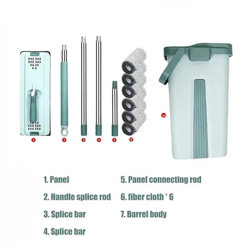 Hand-Free Flat Squeeze Mop with Bucket