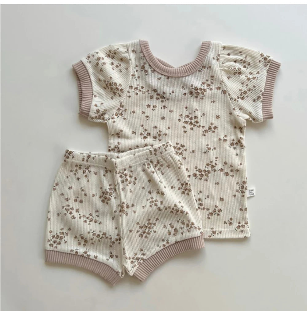 Korean Baby Floral Cotton Two-Piece