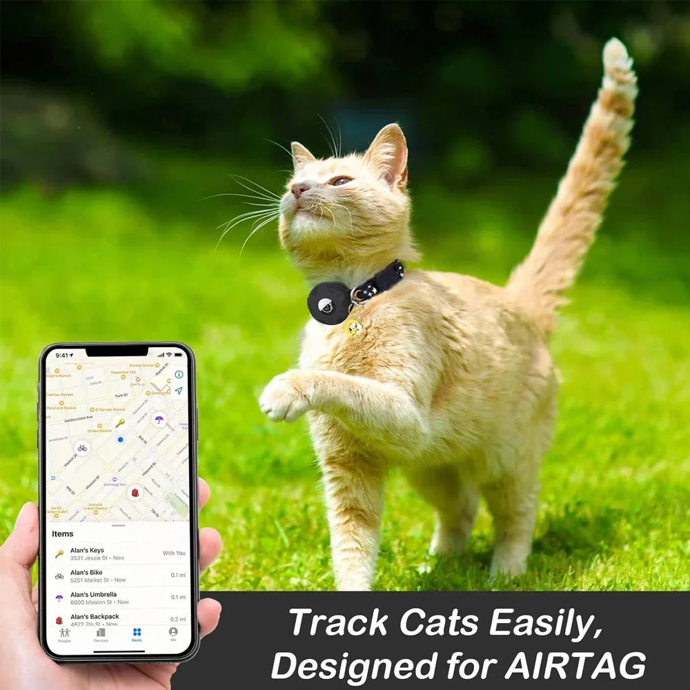 Adjustable Cat Collar with AirTag Holder
