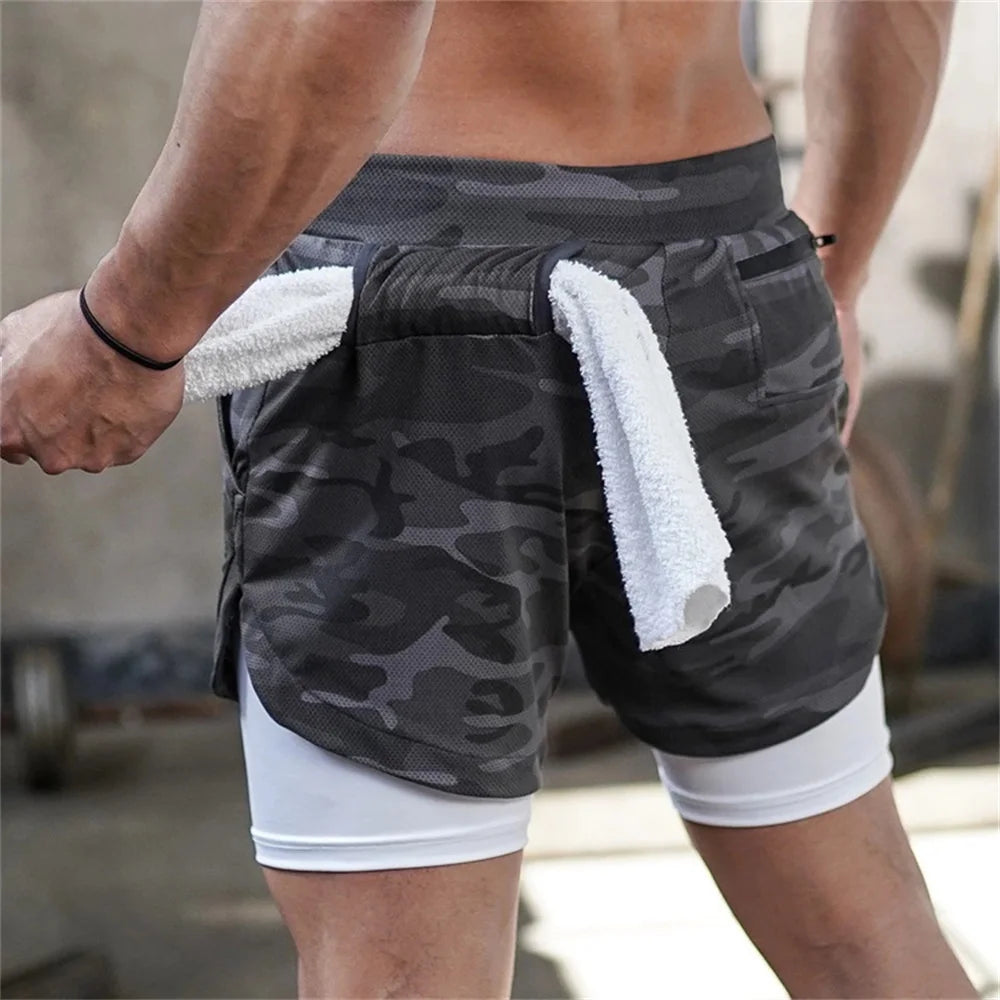 Double Layer Camouflage Gym Shorts