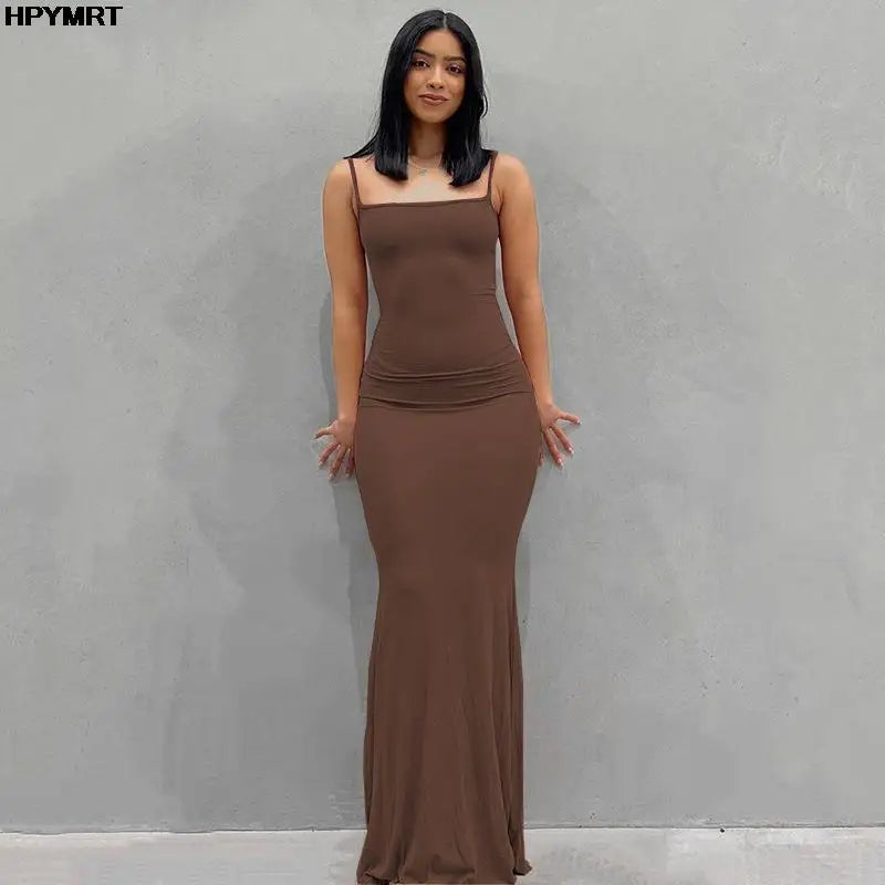 Satin Slip Sleeveless Backless Slim Maxi Dress