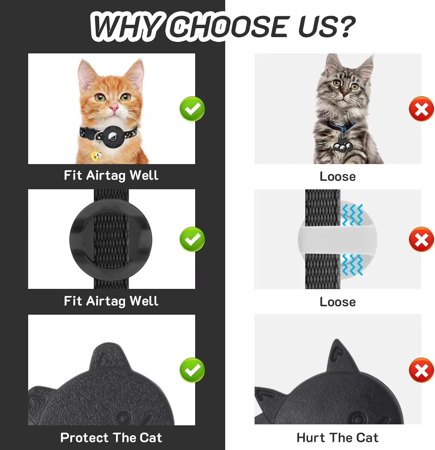 Adjustable Cat Collar with AirTag Holder