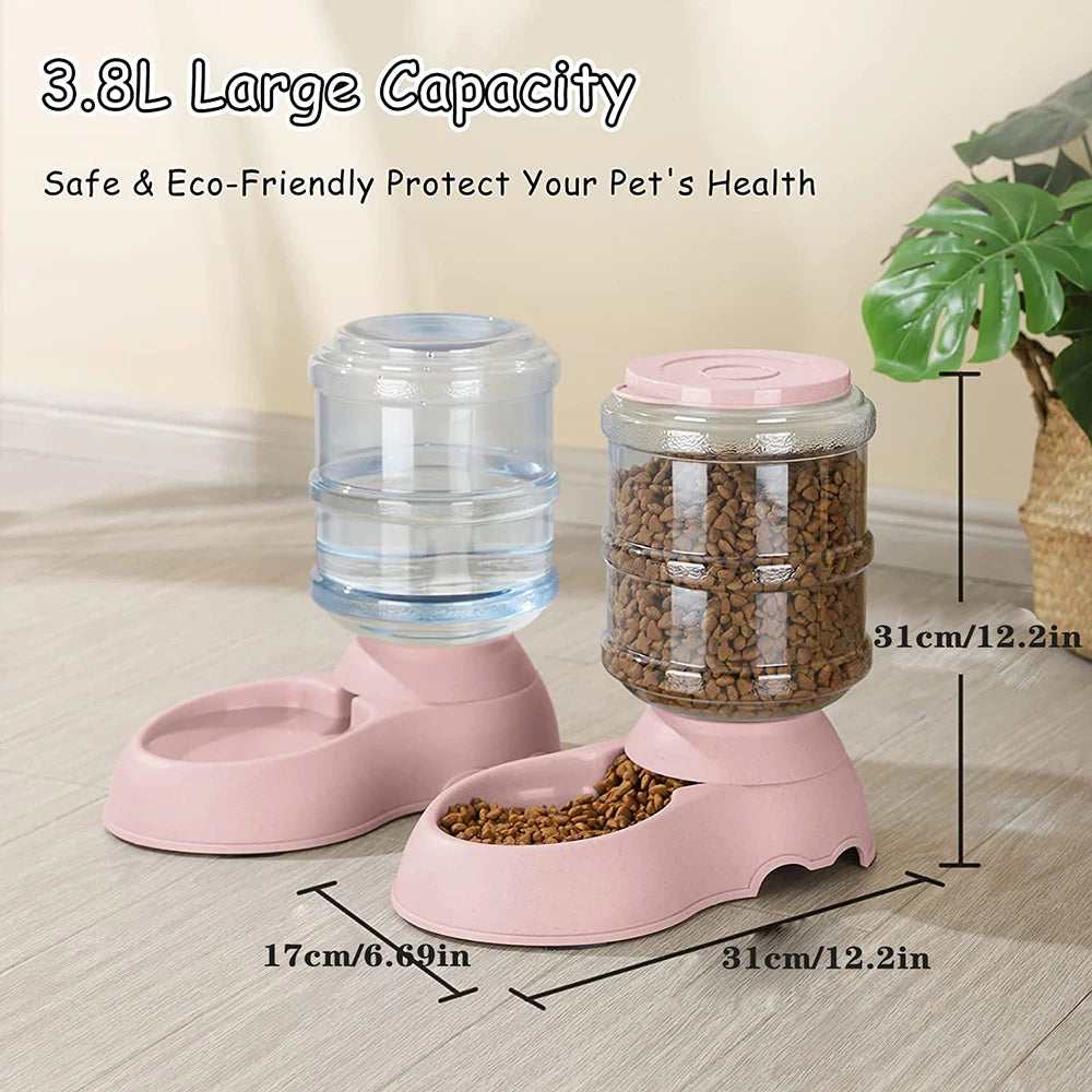 Large Capacity Automatic Pet Feeder with Water Dispenser Bowl