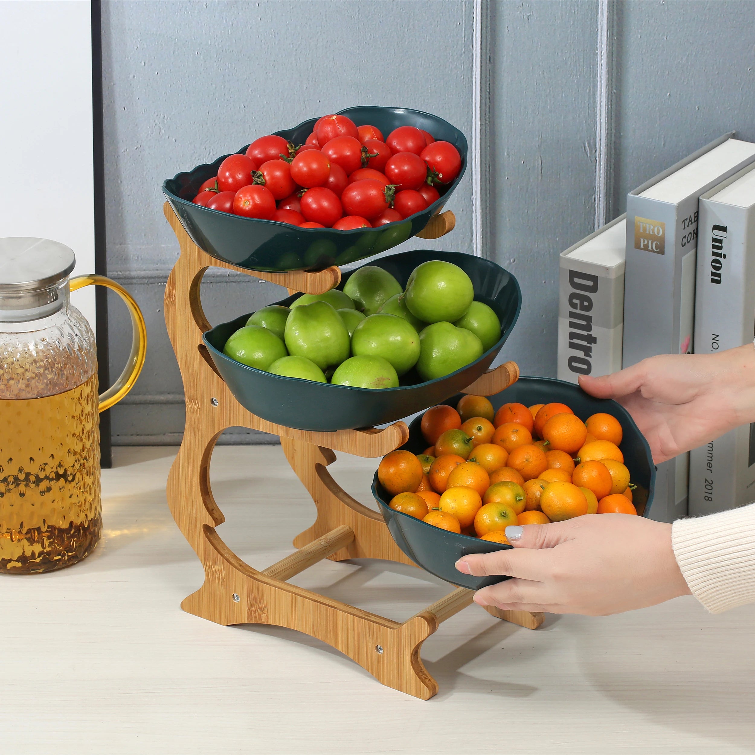 2/3-Tier Plastic Fruit Plate Stand