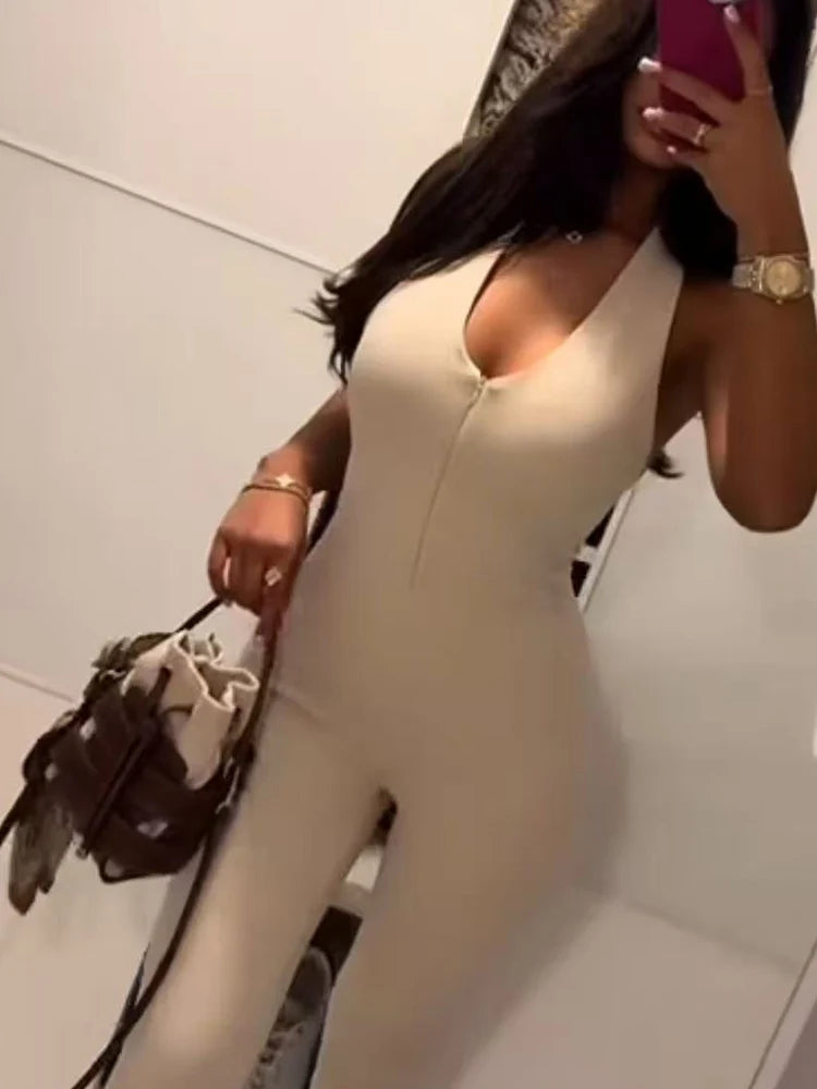 Stylish Flare Halter Backless Jumpsuit